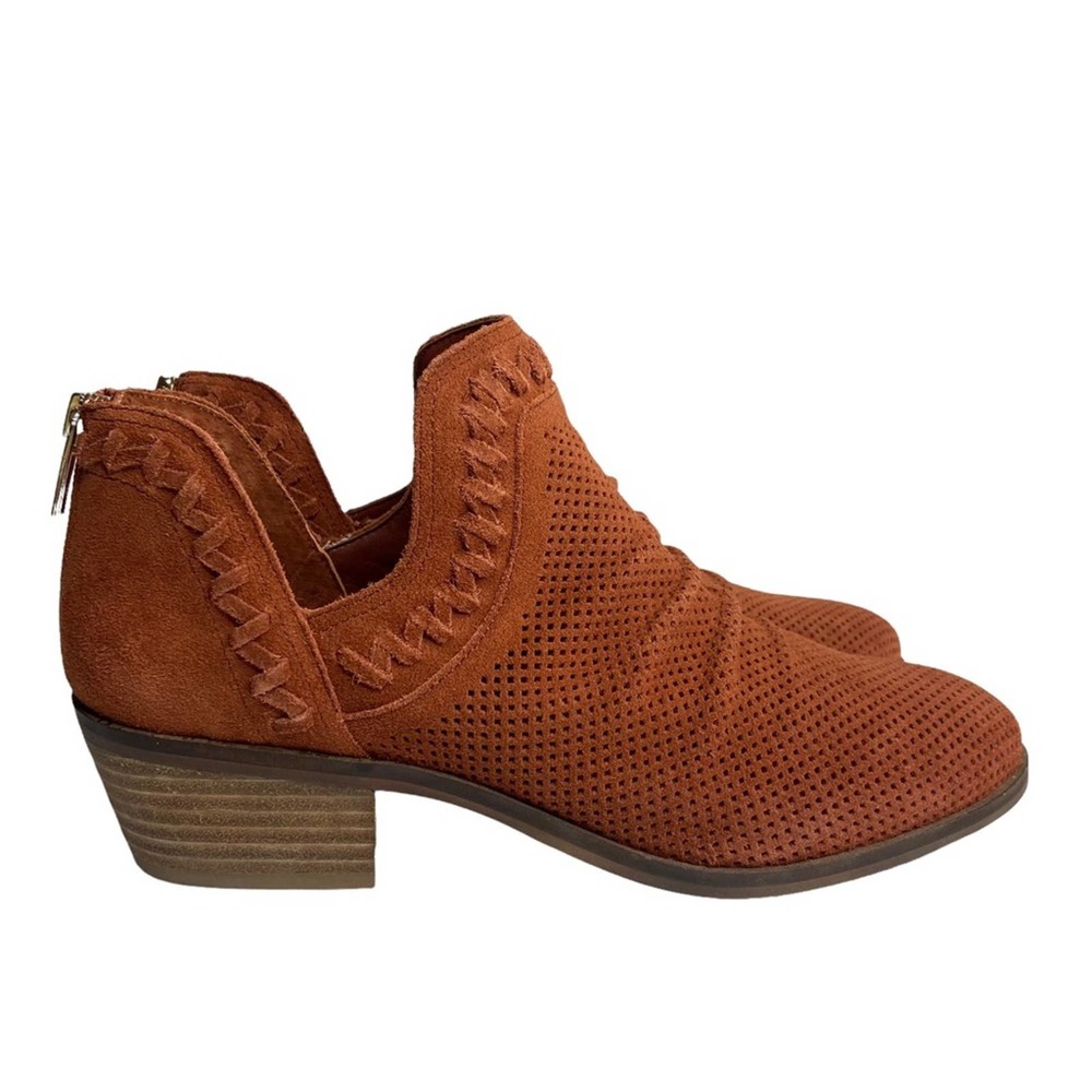 Vince Camuto Palmina Perforated Suede Ankle Booties Cayenne